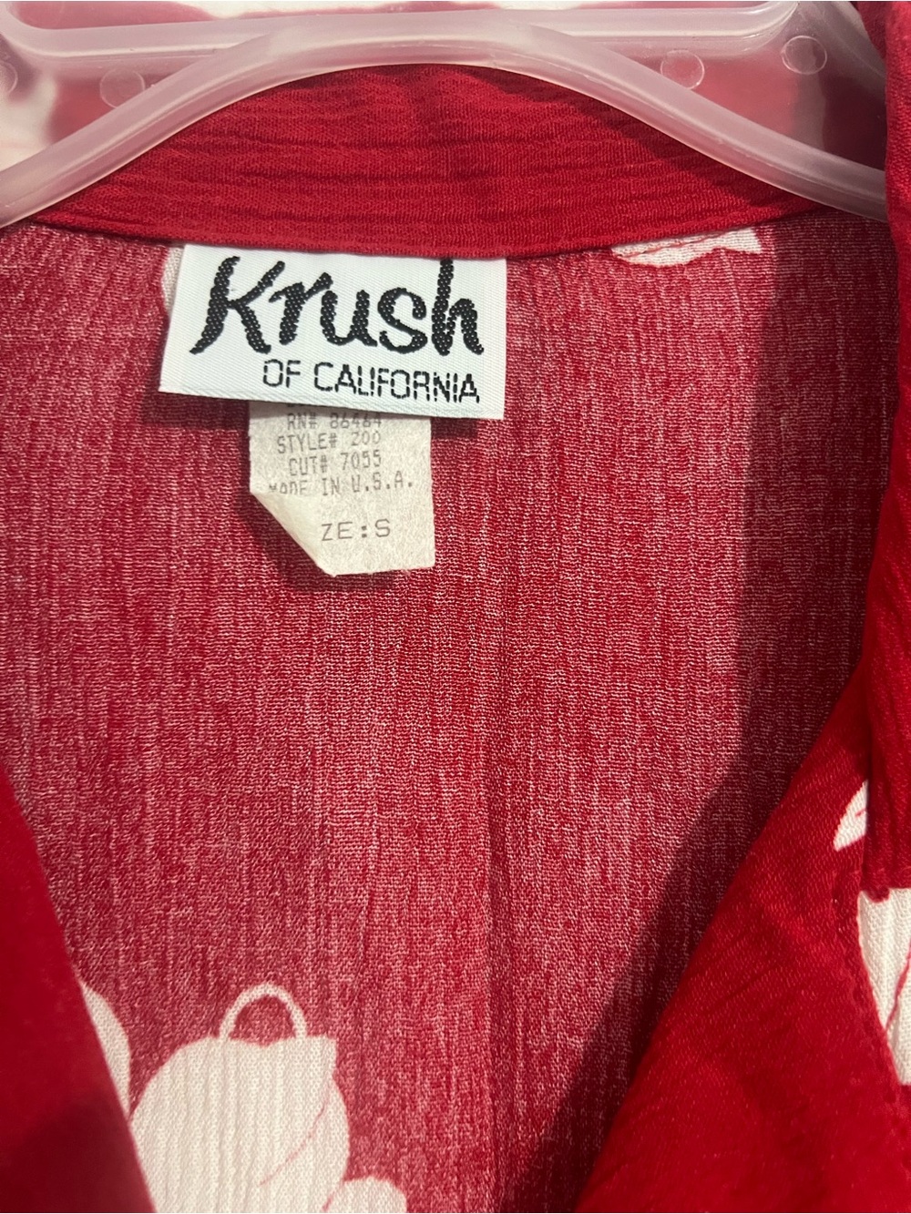 California Krush Red Floral Two Piece Short /Shirt Set Small Short Sleeve #781 - Picture 6 of 7